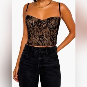 Good American Black Lace Corset Crop Camisole size small
